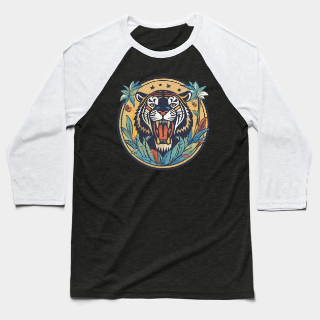 Tiger Tiger Burning Bright Baseball T-Shirt by Midcenturydave